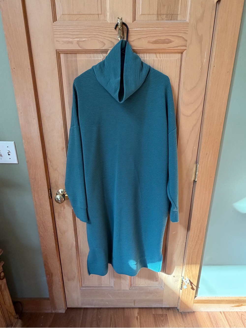 a new day Teal Ribbed Cowl Neck Sweater Dress